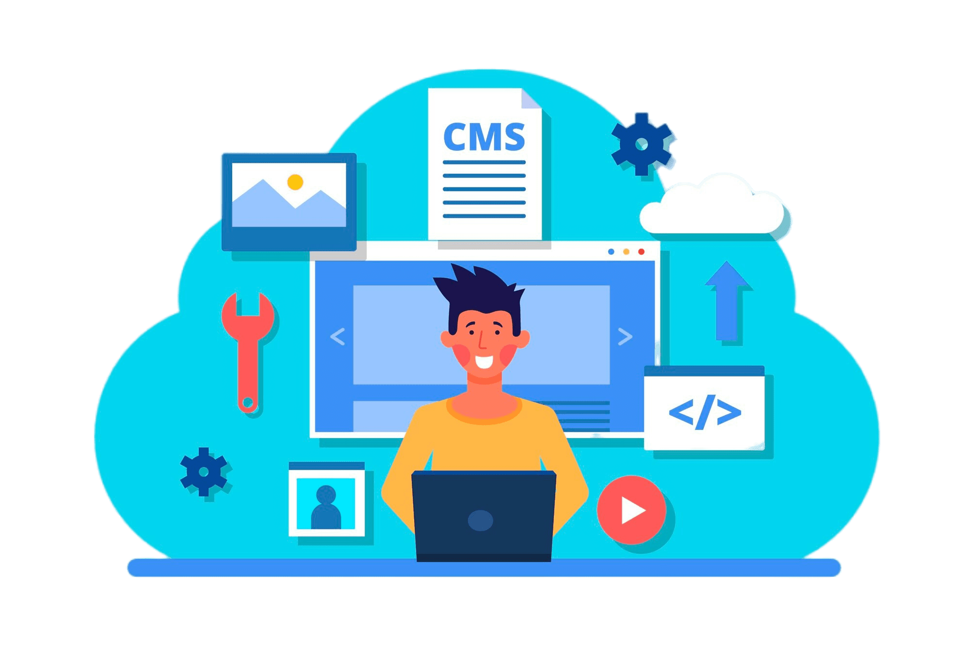flat cms concept illustration
