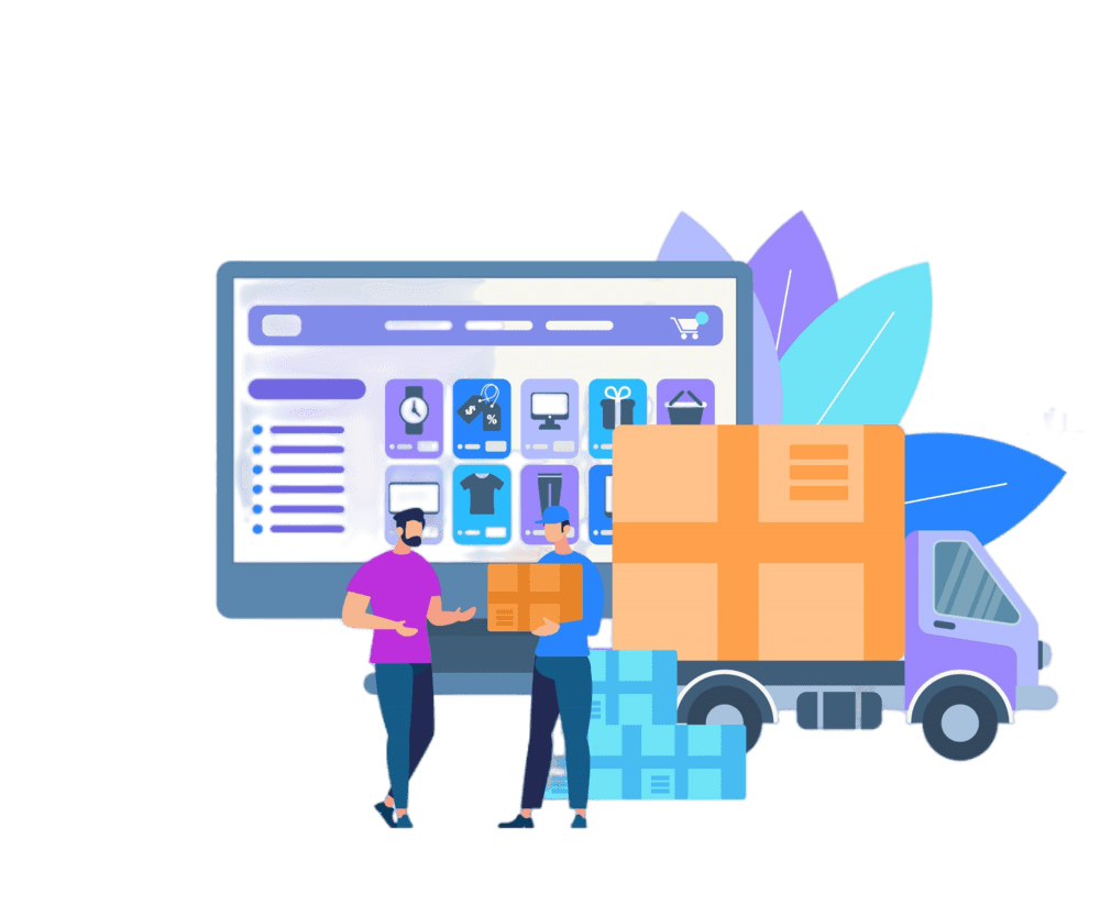 logistics content 3 man worker giving parcel box happy young guy 50